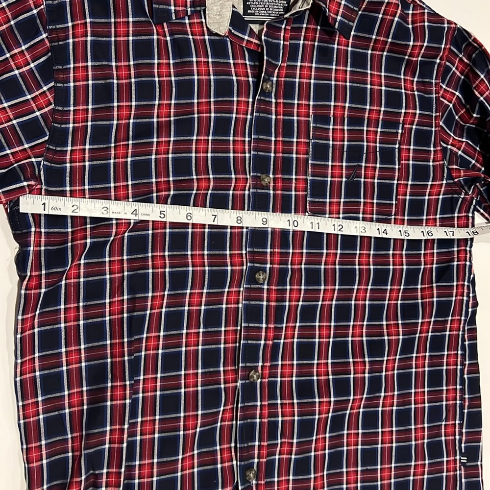 Nautica Plaid Long Sleeve Button Up Top Red, White and Blue Sz L 14/16 - Picture 5 of 7